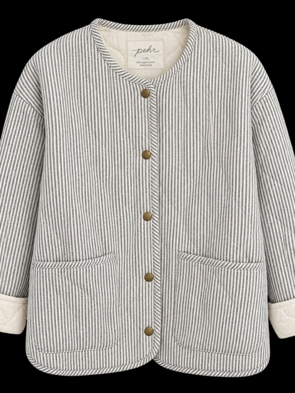 Pehr Women’s Railroad Jacket Striped Quilted L/XL